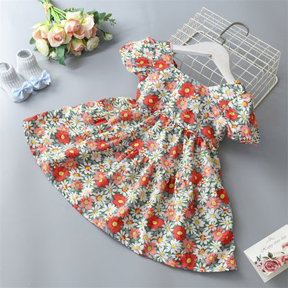A [Cross-border] Girls' floral dress, children's princess dress, bow skirt spot wholesale - Mixbatch
