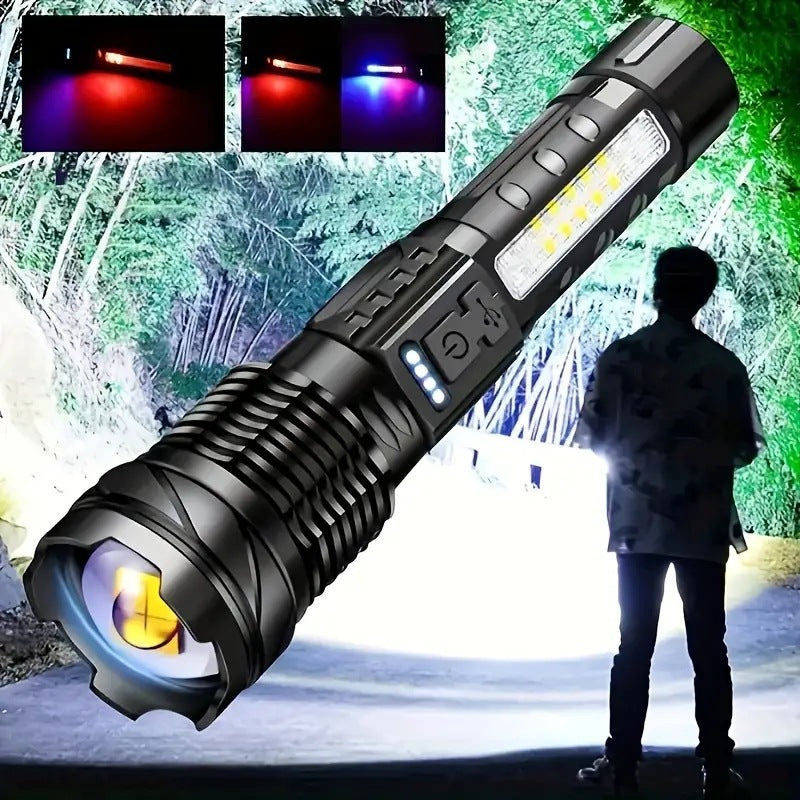 A new strong light flashlight white laser bright waterproof outdoor lighting emergency work light running fishing light