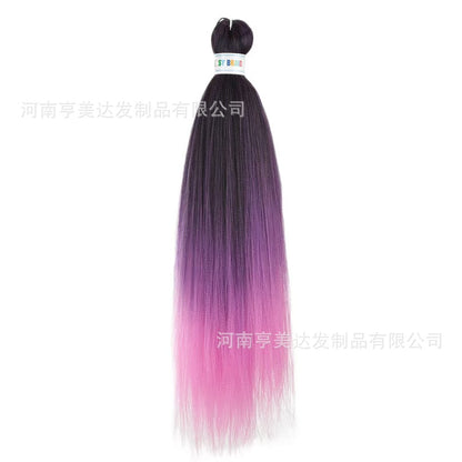 A EZ Color 26inch Women Chemical Fiber Long Straight Hair Large Easy Braided Hair Low Temperature Silk Long Straight Hair Wig - Mixbatch
