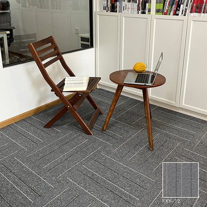A Office  Building Meeting Room Fire Resistant Dirt Resistant Flame Retardant Environmental Protection Grey Striped Square Splicing B1 Fire Carpet