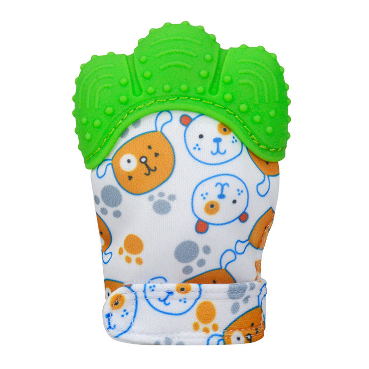 A Silicone molar gloves Food grade Baby imitation finger molar stick Hand guard Sound toy
