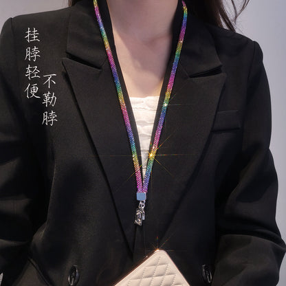 A Mobile phone lanyard length Wrist rhinestone lanyard Women's high-end luxury full diamond pendant Colorful fashion pendant - Mixbatch