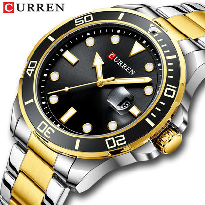 A Curren/Carrion 8388 Men's Watch, Waterproof Quartz Steel Strap Watch, Calendar Quartz watches