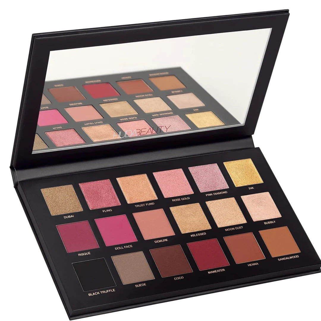 A huda 18-color eyeshadow 1st generation 3rd generation desert eyeshadow gold empowered inverted rose snowflake 18-color eyeshadow - Mixbatch