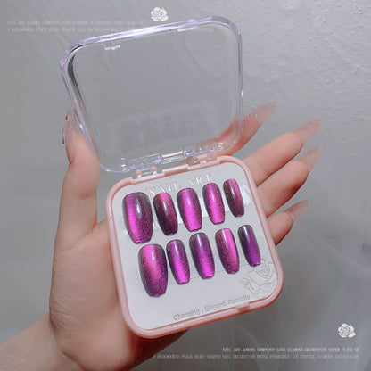 A new nail art wear nail spar cat eye flash diamond nail patch wear nail handmade nail art fake nail wholesale - Mixbatch