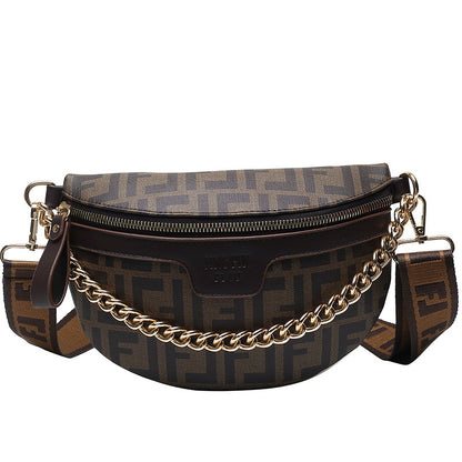 A new fashion printed simple retro breast bag shoulder bag Korean version messenger women's bag - Mixbatch