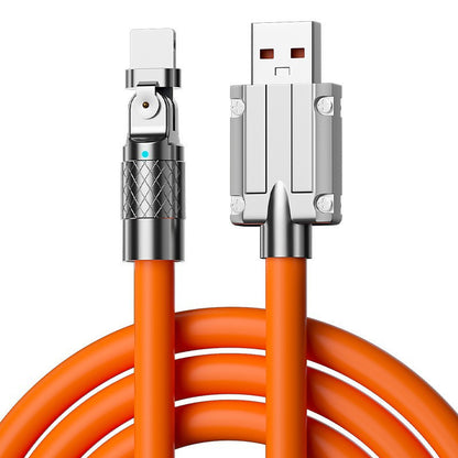 A180 degree rotating elbow zinc alloy fast charging data cable charging cable