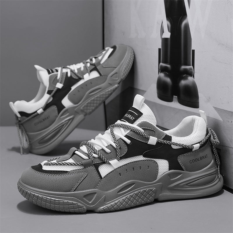 A spring and summer comfortable breathable dad shoes new 2024 youth running sports shoes casual versatile height increase men's shoes - Mixbatch