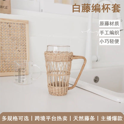 غطاء كوب من الخيزران الأبيض الإندونيسي الياباني 