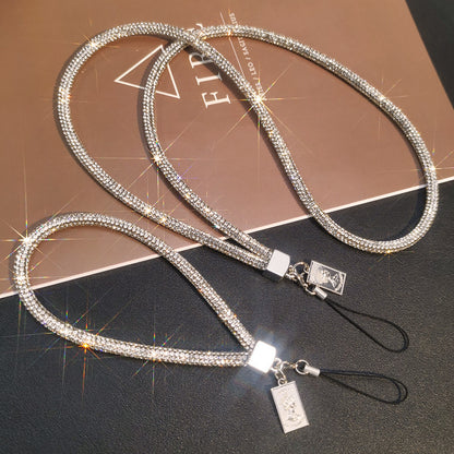 A Mobile phone lanyard length Wrist rhinestone lanyard Women's high-end luxury full diamond pendant Colorful fashion pendant - Mixbatch