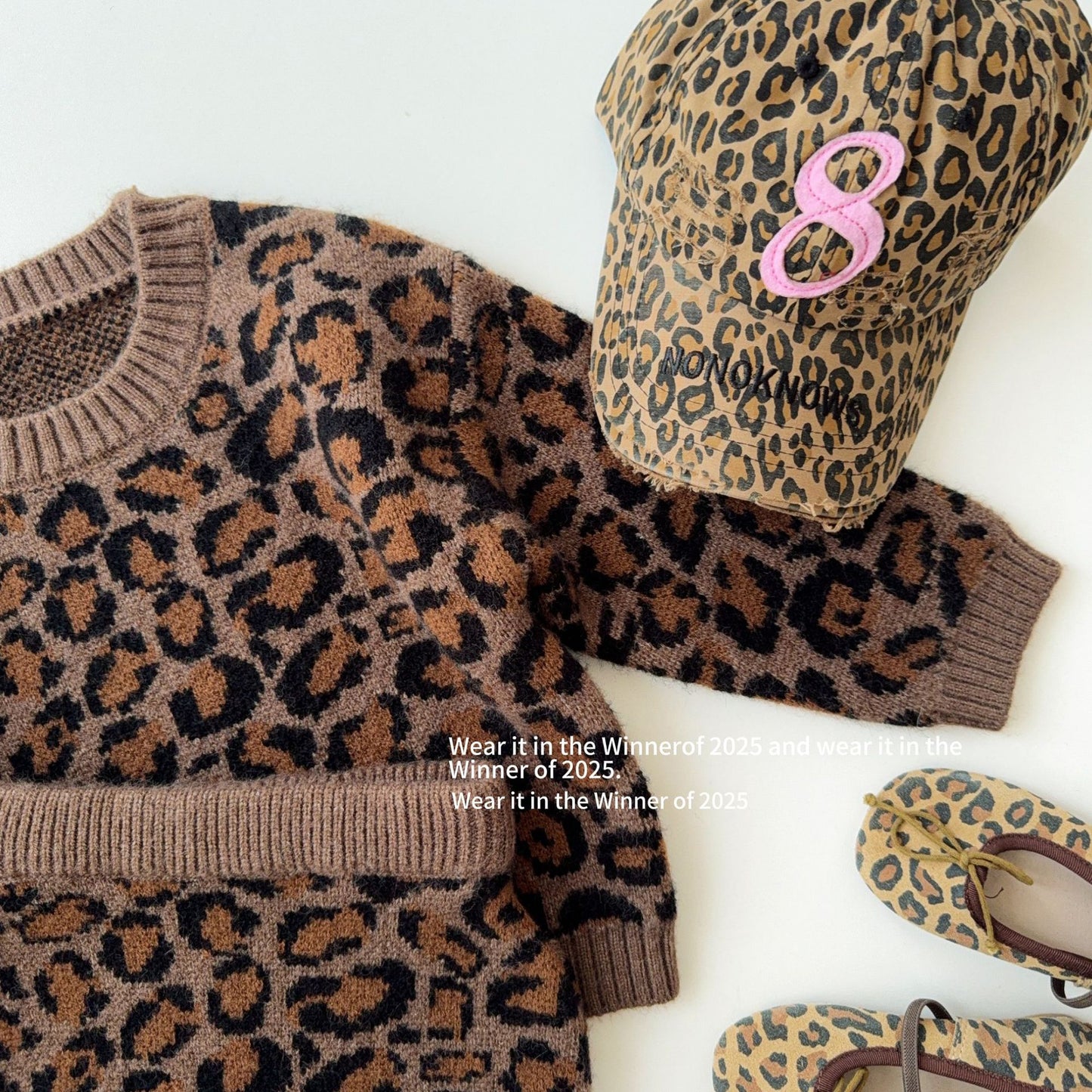A leopard print sweater set