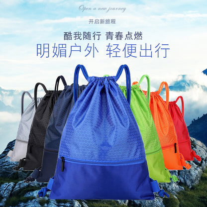 A nylon waterproof drawstring bag outdoor fitness sports men's and women's backpack company annual meeting event bag gift bag