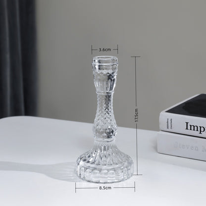 A transparent crystal glass candlestick ornament