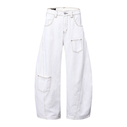 A wide leg jeans straight loose
