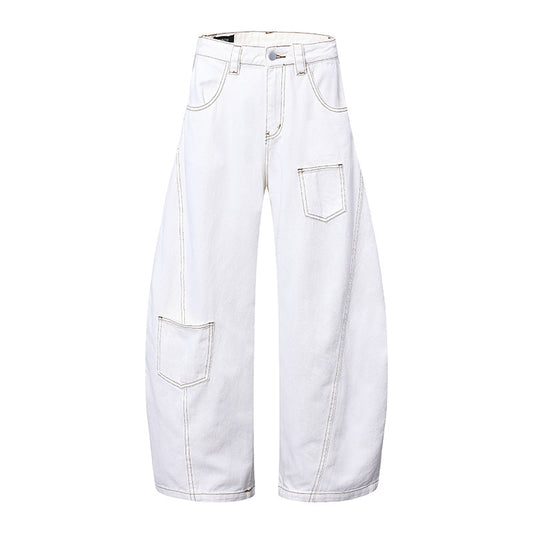 A wide leg jeans straight loose