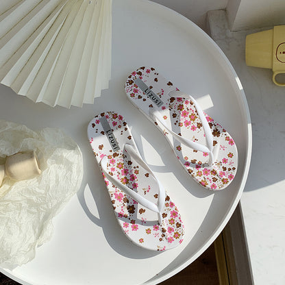 A flip-flops female summer casual wear simple fruit cartoon light and comfortable soft bottom toe pinch foot beach cool slippers