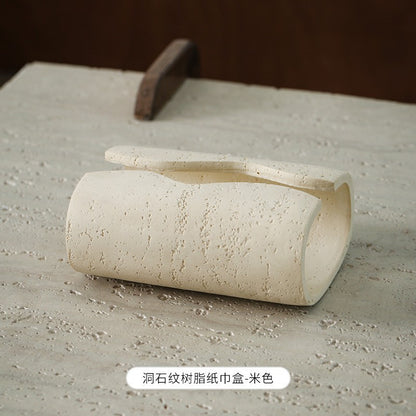 A tissue box, living room coffee table, high-end light luxury desktop ornament, medieval creative model room, resin pumping carton