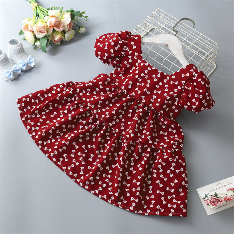 A [Cross-border] Girls' floral dress, children's princess dress, bow skirt spot wholesale - Mixbatch