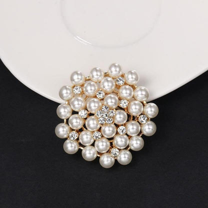 A Cross-border hot-selling Korean version of pearl brooch, high-end diamond-encrusted flower pin, anti-light brooch clothing accessories - Mixbatch