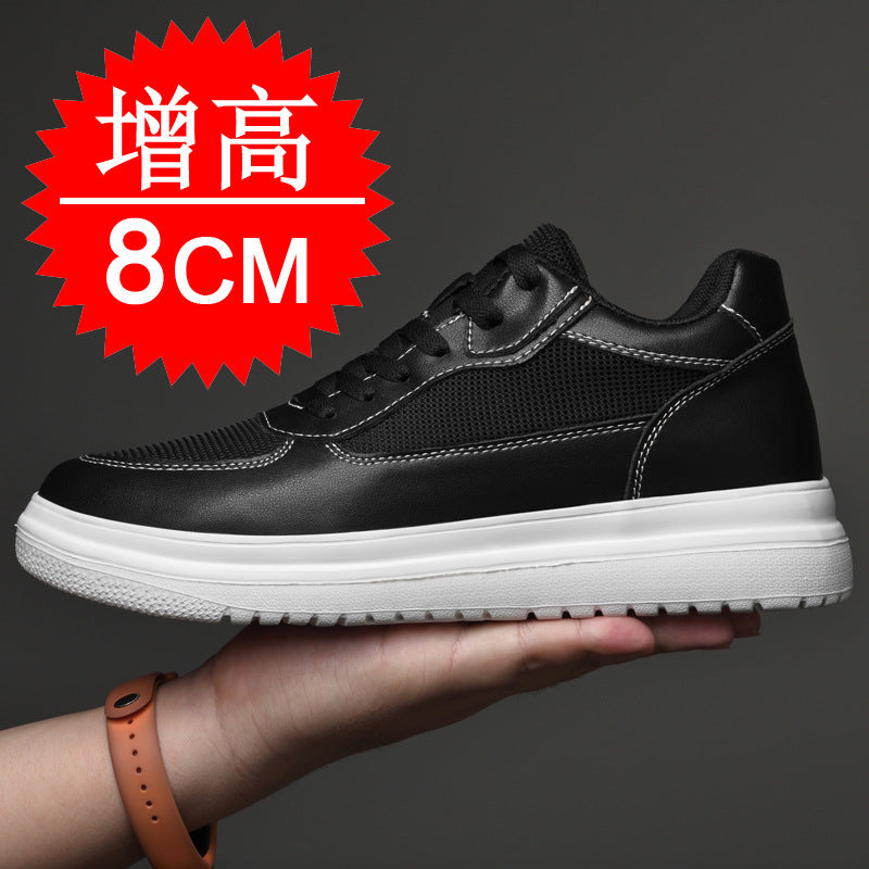 A men's shoes summer breathable couple heightening shoes 8cm men's cowhide inner