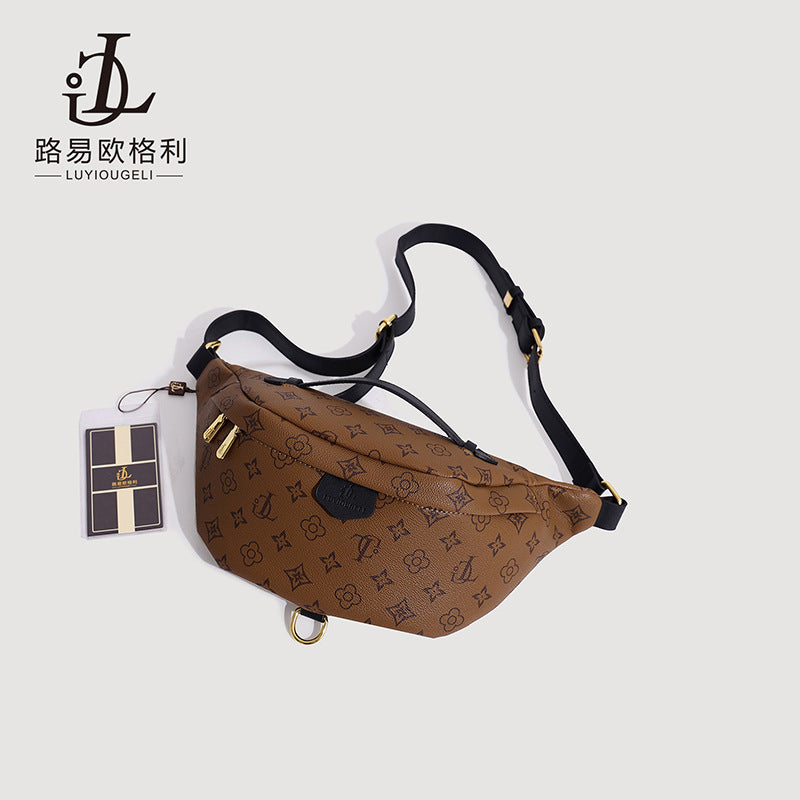 A retro trendy star with the same versatile chest bag large capacity crossbody shoulder dumpling bag