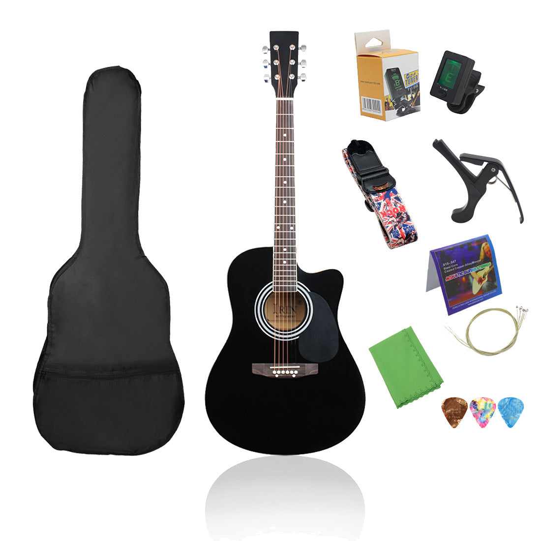 مجموعة غيتار صوتي للمبتدئين من الأولاد والبنات، مقاس 41 بوصة 