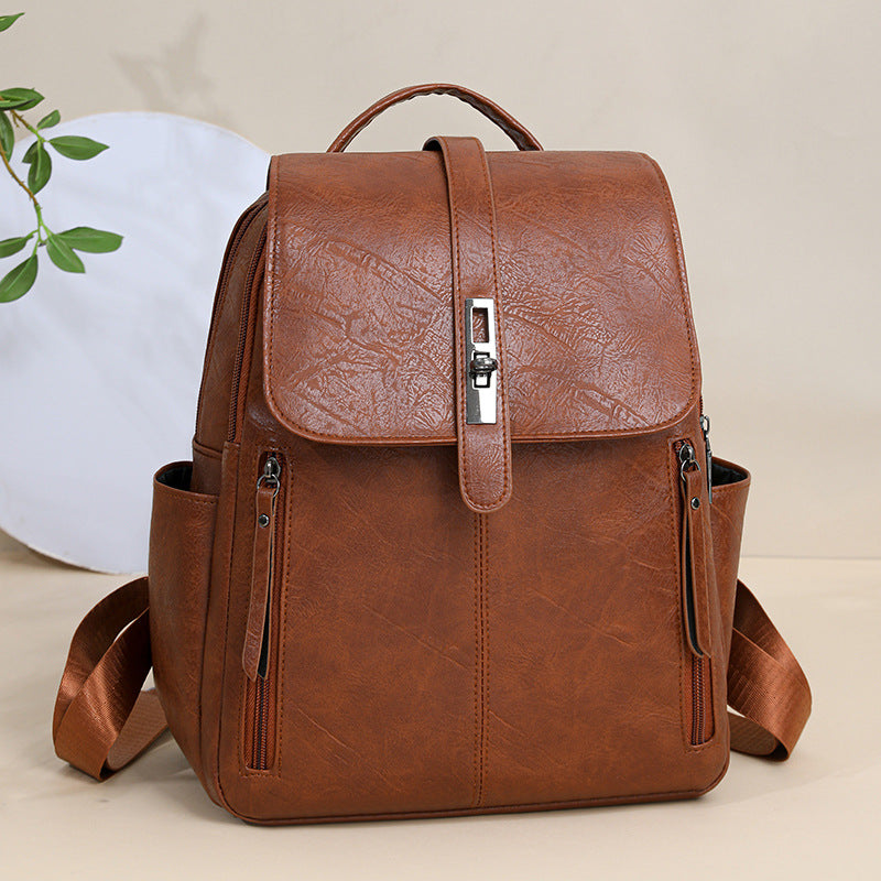 A backpack women's new retro casual old flower large capacity schoolbag backpack printing fashion trend line big bag