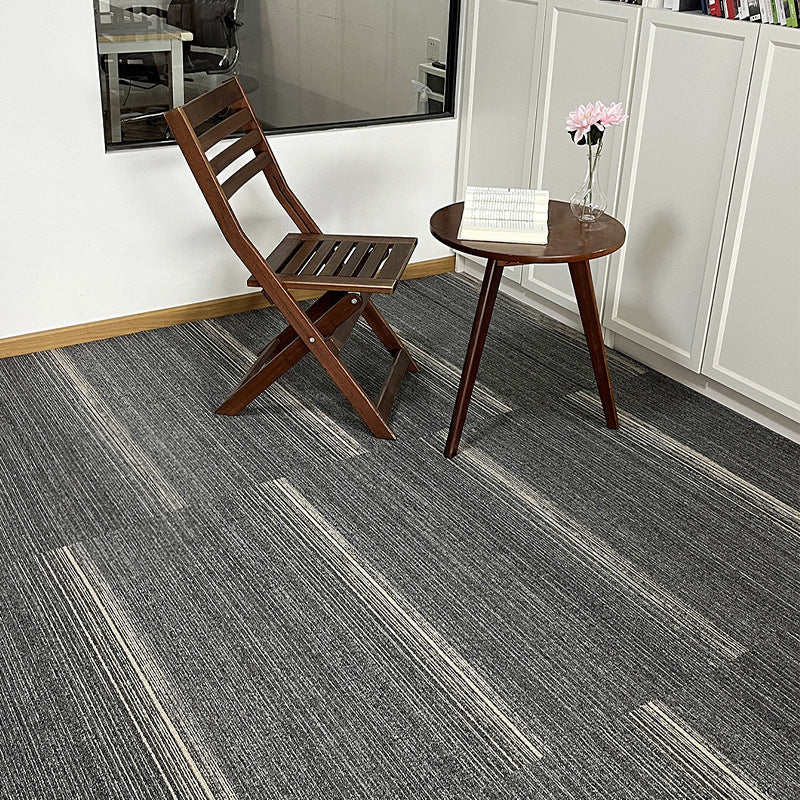 A Office  Building Meeting Room Fire Resistant Dirt Resistant Flame Retardant Environmental Protection Grey Striped Square Splicing B1 Fire Carpet