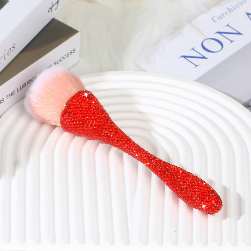 A new diamond-encrusted small waist loose powder makeup brush, oversized single soft-bristled nail brush, blush brush, beauty tool. - Mixbatch