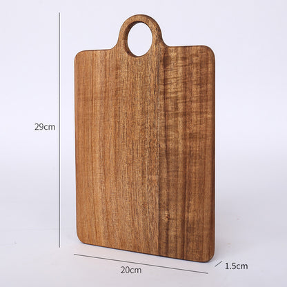 A Acacia wood pizza tray with handle solid wood cheese bread tray household steak plate, creative wooden small cutting board