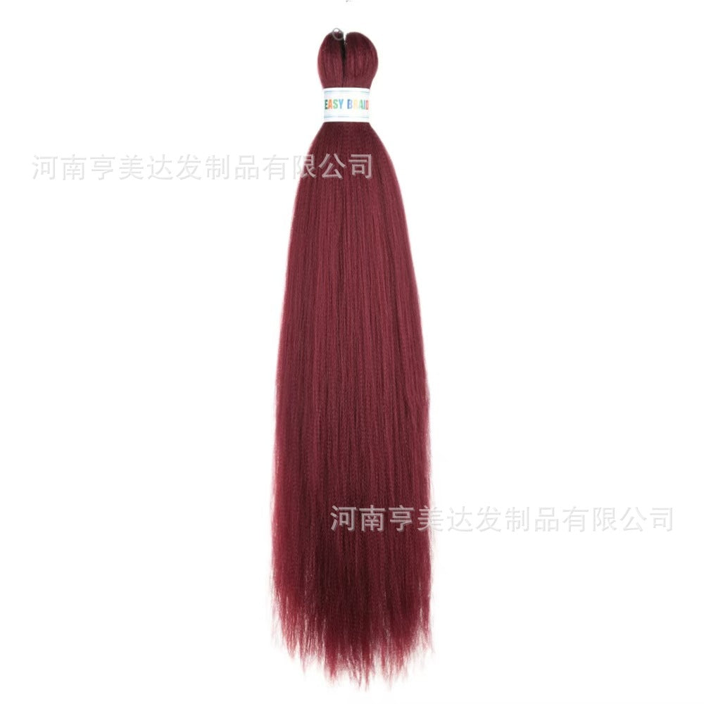 A EZ Color 26inch Women Chemical Fiber Long Straight Hair Large Easy Braided Hair Low Temperature Silk Long Straight Hair Wig - Mixbatch