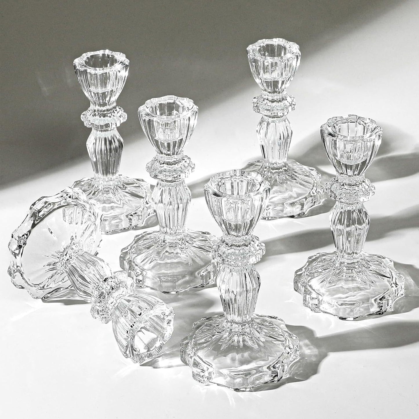 A crystal candle holder glass ornament