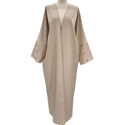 Love embroidered cardigan robe middle east muslim arabic women's dress outside draped gown embroidered - Mixbatch