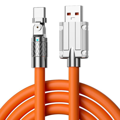 A180 degree rotating elbow zinc alloy fast charging data cable charging cable