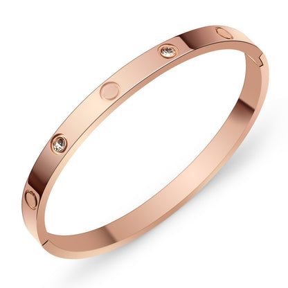 A Cross-border fashion bracelet with diamond buckle ten diamonds titanium steel diamond rose gold bracelet women's light luxury temperament