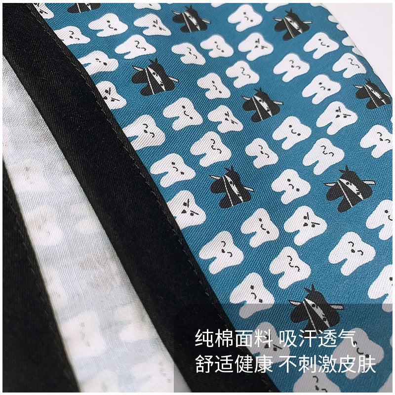 A Cotton Printed Surgical Cap Adjustable Women's Long Hair Baotou Cap Dentist Stomatology Clinic Frosted Cap Men's Foreign Trade