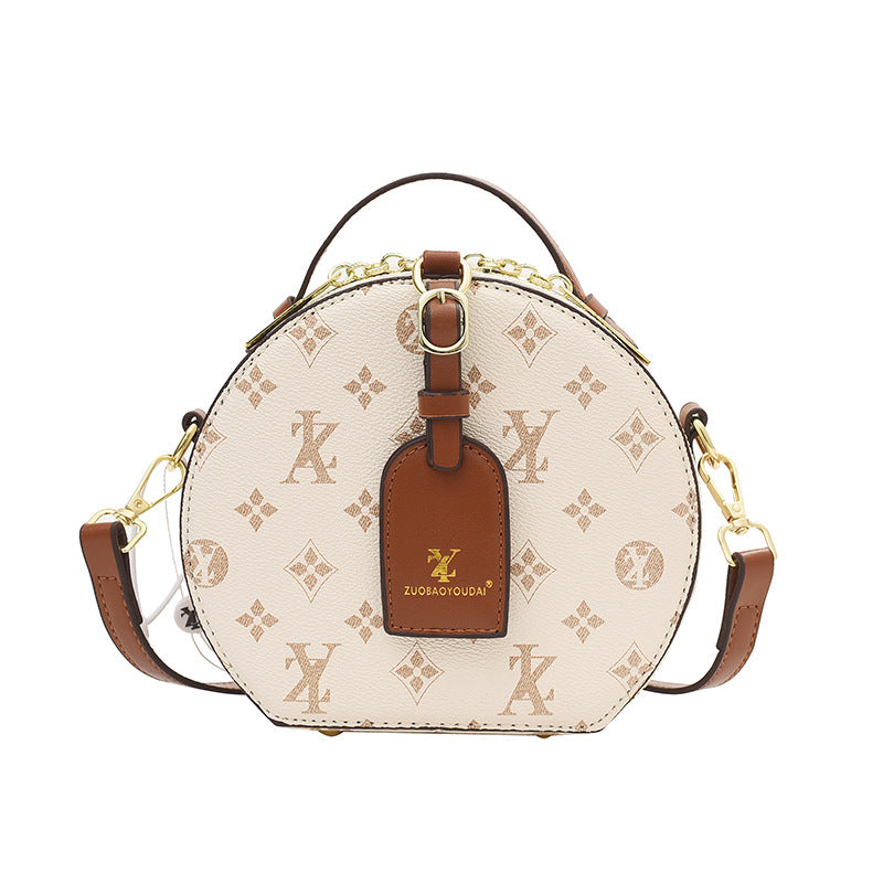 A new silk scarf portable messenger bag, popular in Europe and America, rich round bucket small bag - Mixbatch