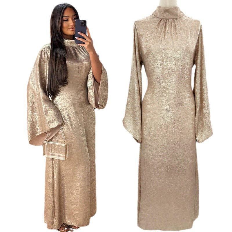 Muslim Women's Dress Dubai Morocco Middle Eastern Dress Flash Bronzing Dress Robe - Mixbatch