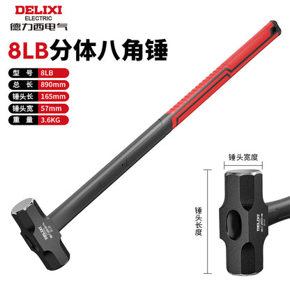 A Octagonal hammer construction site household wall-smashing integrated hammer hammer heavy-duty shockproof integrated solid hammer