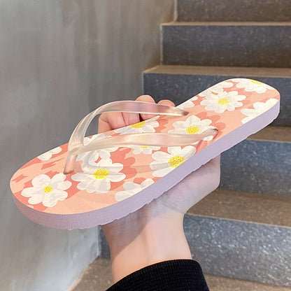 A non-slip ns tide i fashion beach pinch flip-flops women's slippers couple splint sandals summer wear new flower shoes