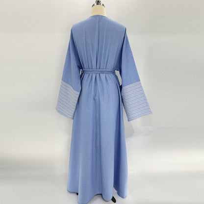 Hot-selling new Middle Eastern Muslim clothing elegant embroidered dress Dubai robe - Mixbatch