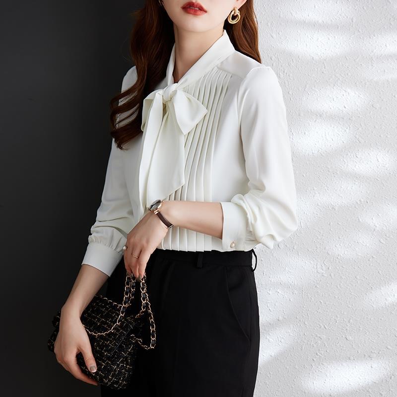 A Korean version of lace-up chiffon new French commuter shirt women - Mixbatch