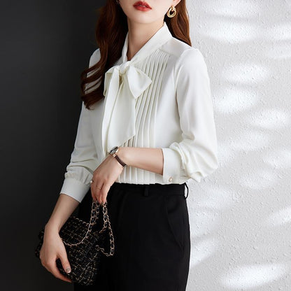 A Korean version of lace-up chiffon new French commuter shirt women - Mixbatch