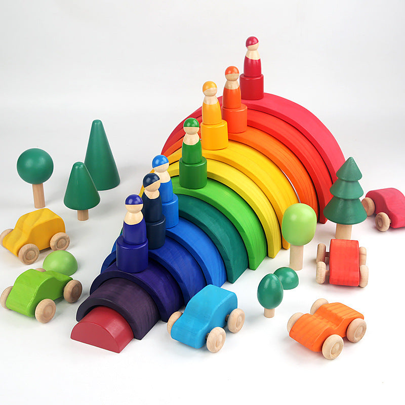 A 12 large rainbow building block arch bridge kindergarten children's educational early education pile tower stacked high doll collage toy