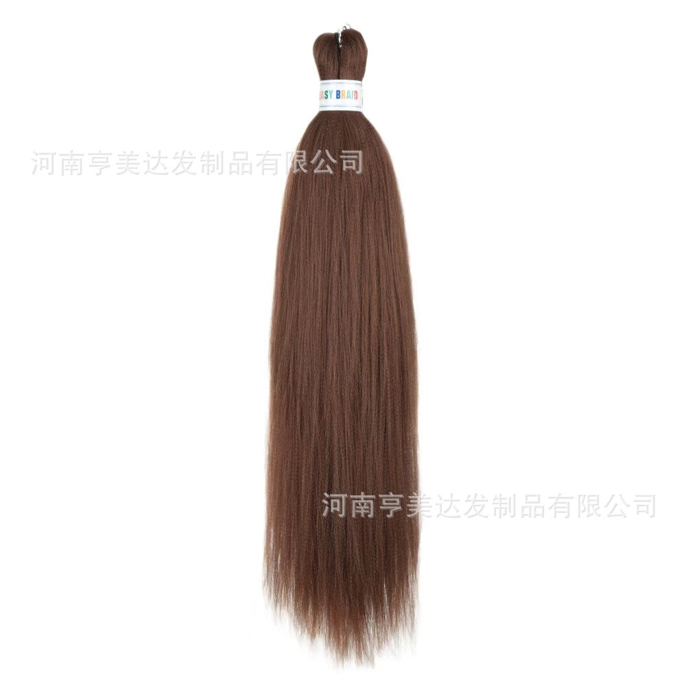 A EZ Color 26inch Women Chemical Fiber Long Straight Hair Large Easy Braided Hair Low Temperature Silk Long Straight Hair Wig - Mixbatch