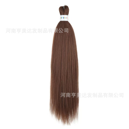 A EZ Color 26inch Women Chemical Fiber Long Straight Hair Large Easy Braided Hair Low Temperature Silk Long Straight Hair Wig - Mixbatch