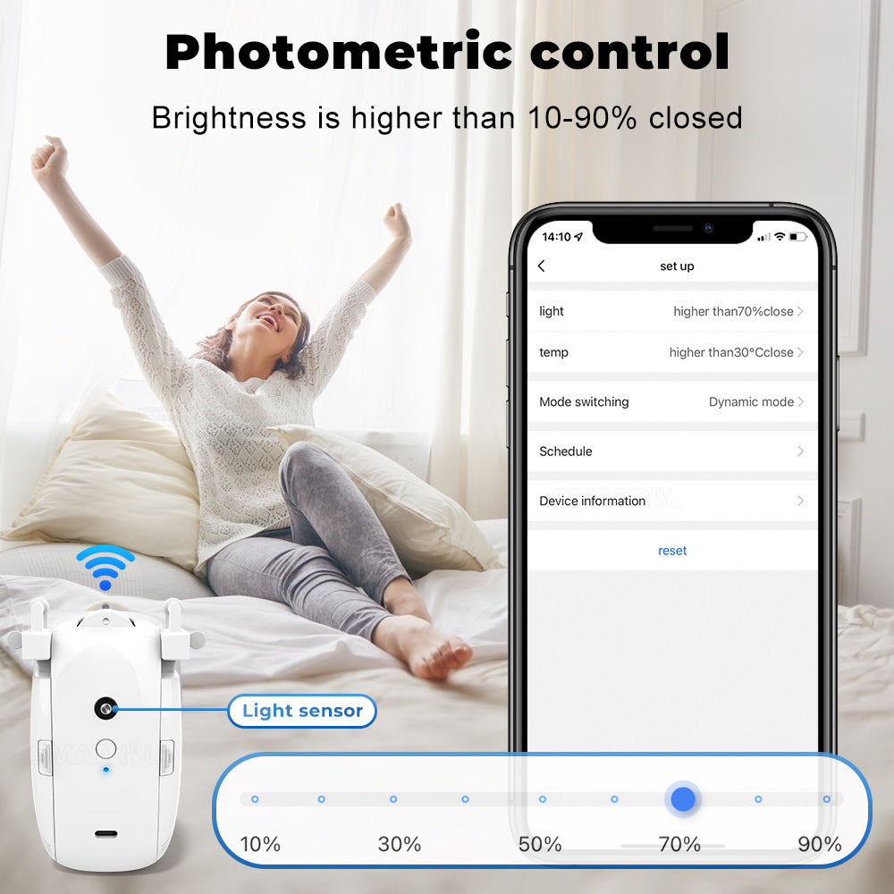 A graffiti curtain motor can be light-sensitive temperature sensing smart home wifi curtain robot bluetooth wireless remote control