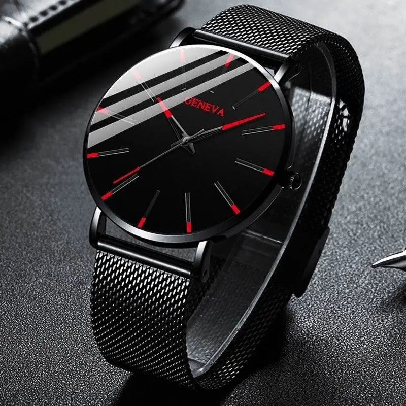 A Geneva Fashion Mesh Strap Watch Men's Watch Colorful Scale Men's Watch Business Quartz Watch Wholesale - Mixbatch