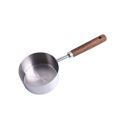 A Stainless steel measuring cup measuring spoon Acacia wooden handle baking tool