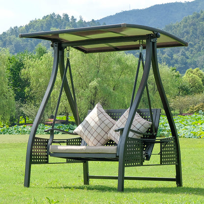 A outdoor swing rocking chair